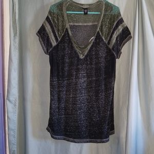 Charcoal gray & Olive Green lace up football tee
